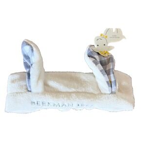Beekman 1802 White Goat Ear Gray Gingham Soft Spa Logo GRWM Headband NEW NWT O/S